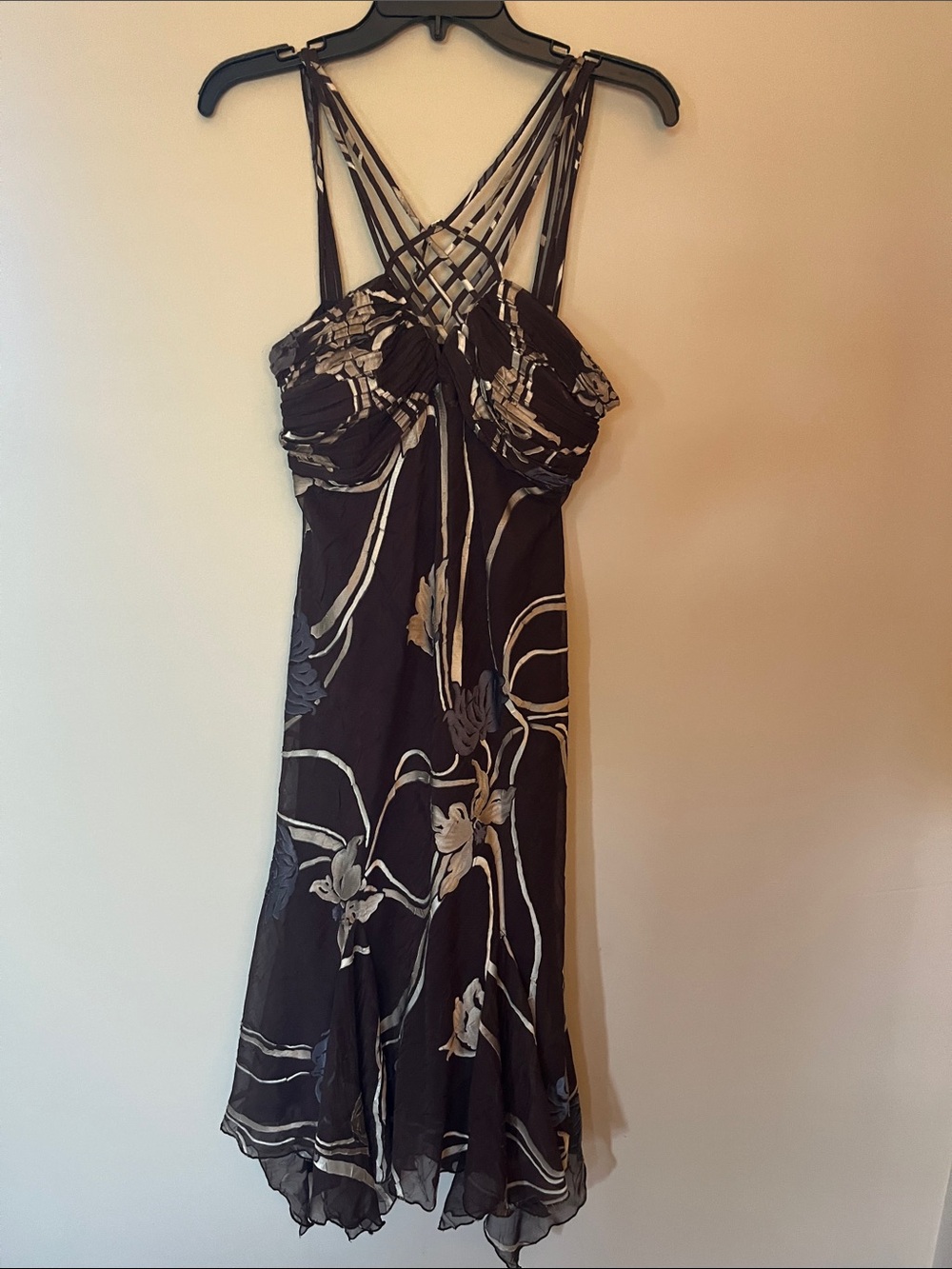 SL Fashions Brown Floral Strappy Dress